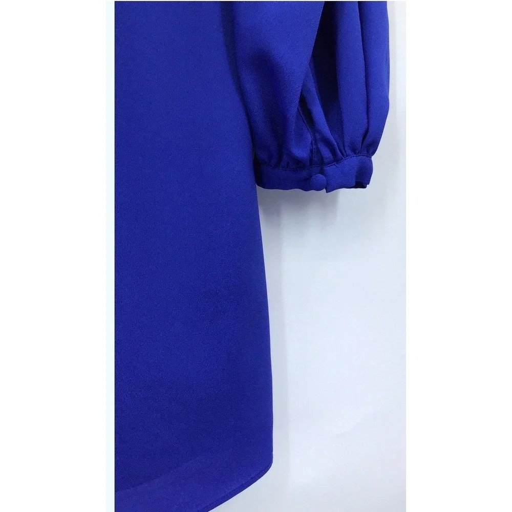 ONE33 Social Royal‎ Cobalt Blue Faux Wrap Dress Bow Tie Waist Long Sleeve Size 8 - Picture 6 of 9